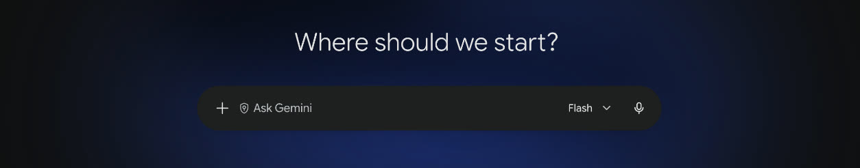 Gemini home screen with the + button next to the message box