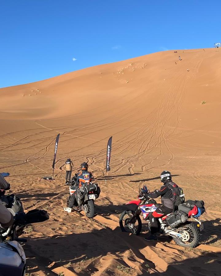 Bikes at the foot of the dunes, Morocco
